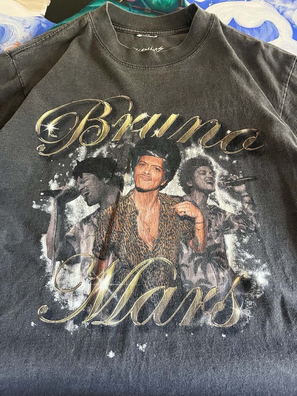 Bruno Mars Graphic T-Shirt Size M Black Vintage Wash - Picture 2 of 7